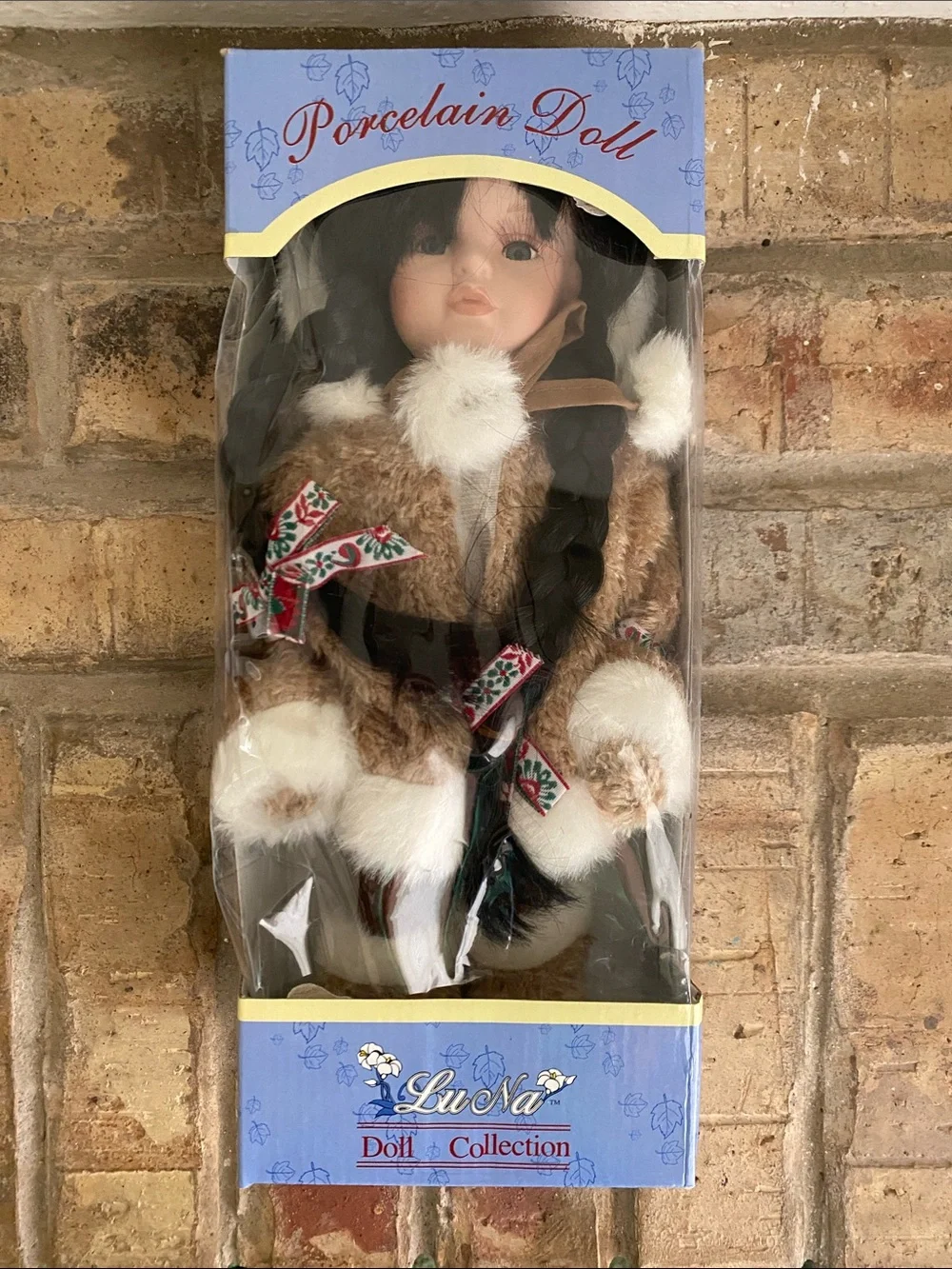 Porcelain Doll - Brown & White Winter Outfit